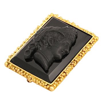 Traumhafte Brosche mit einer Kamee aus Onyx