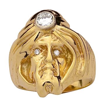 Handgefertigter Herrenring mit Brillant – Männergesicht mit Turban