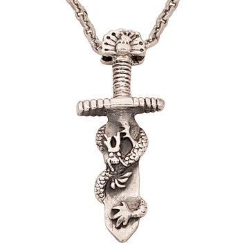 Silberner Drachenschwert-Anhänger mit Kette