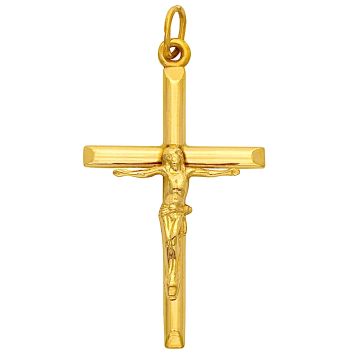 Kreuz Anhänger mit Jesus in 585er Gold