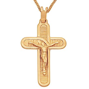 Unisex - Kreuzanhänger 750er Gold mit Halskette 585er Gold