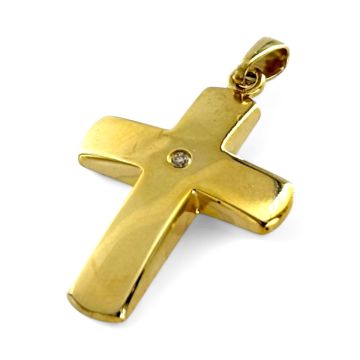 Hochglänzender Kreuzanhänger mit Brillant