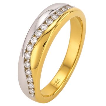 Klassischer Damenring in Bicolour Gold mit Brillanten