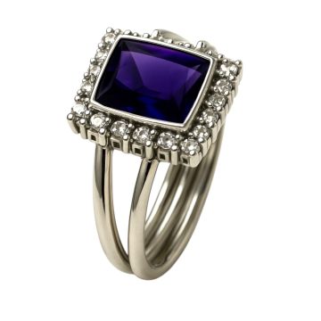 Weißgoldener Amethyst Ring mit Brillanten