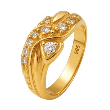 Zirkonia besetzter Damenring in 585er Gold
