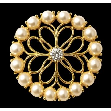 Entzückende Brosche mit Perlen und Brillant