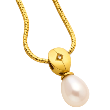 Entzückende Schlangenkette inkl. Perlanhänger mit Brillant