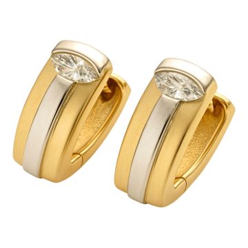 Moderne Ohrringe in Bicolour Gold mit Zirkonia