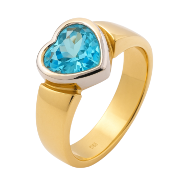 Hübscher Damenring mit herzförmigen Blautopas