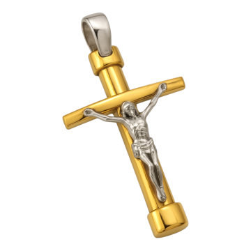 Kreuz Anhänger mit Jesus in 750er Gold