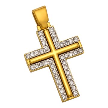 Eleganter Kreuzanhänger in 585er Gold mit Zirkonia