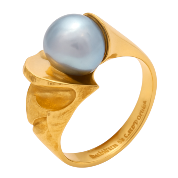 Lapponia Damenring mit grauer Zuchtperle