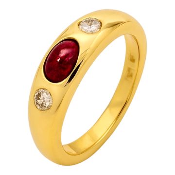 Klassischer Damenring mit Rubin und Brillanten
