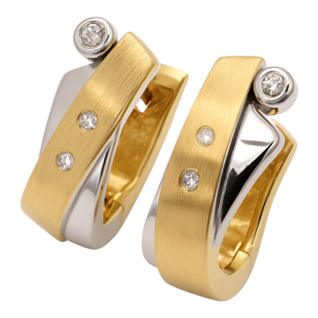 Zeitlose Ohrringe mit Diamanten in Bicolour Gold