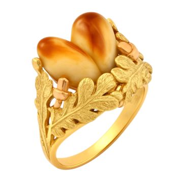 Handgearbeiteter Damenring mit Grandelpaar