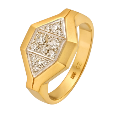 Modern designter Brillantring in 585er Gelbgold