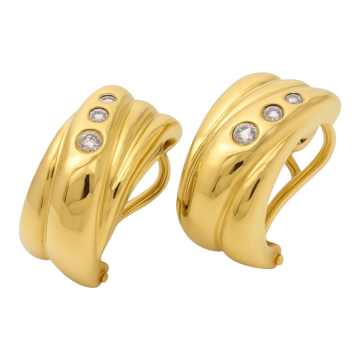 Traumhafte Halbcreolen in 585er Gold mit 6 Brillanten