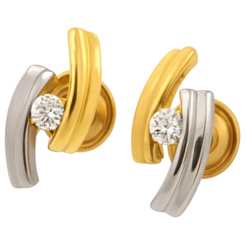 Bicolour Ohrstecker mit Brillanten