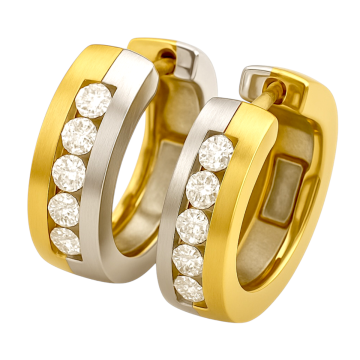 Klassische Bicolour Gold Creolen mit Brillanten