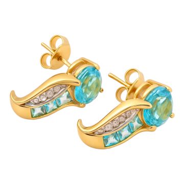 Leuchtende Ohrstecker mit Blautopas und Diamanten