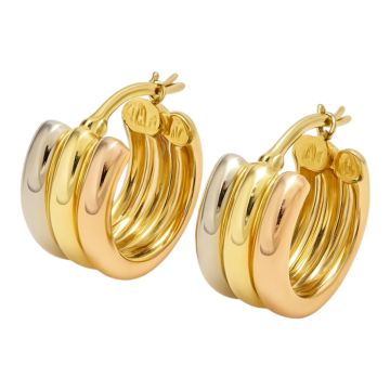 Tricolour Creolen in 585er Gold