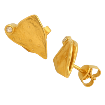 Modern designte Ohrstecker mit strukturierter Oberfläche und Diamanten