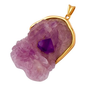 Ungeschliffener Amethyst in Goldfassung
