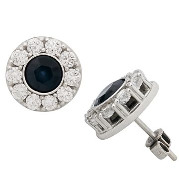 Paar aparte Saphir-Brillant Ohrstecker in 585er Weißgold