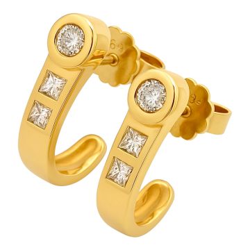 Funkelnde Halbcreolen mit Brillanten und Diamanten in 585er Gold