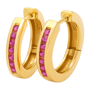 Anmutige Creolen, besetzt mit Rubinen