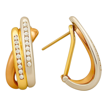 Tricolour Halbcreolen mit 44 Brillanten