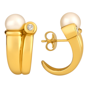 Elegante Ohrstecker in Gelbgold mit Zuchtperlen und Brillanten