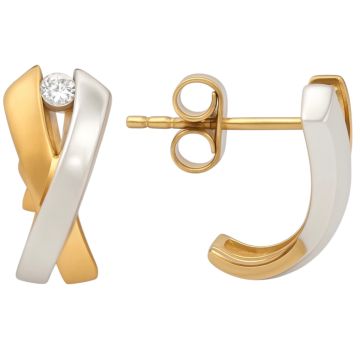 Bicolor Ohrstecker mit zwei Brillanten
