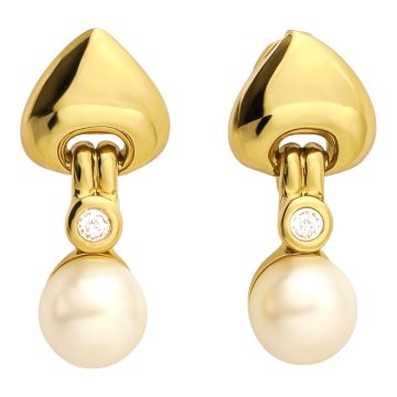 Entzückende Ohrstecker mit Brillanten und Zuchtperlen