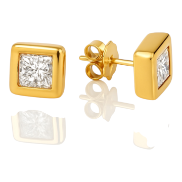 Quadratische Ohrstecker in 333er Gold mit Zirkonia