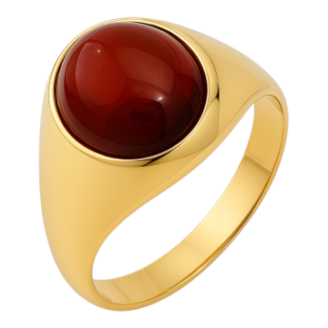 Herrenring mit leuchtendem Granat Cabochon