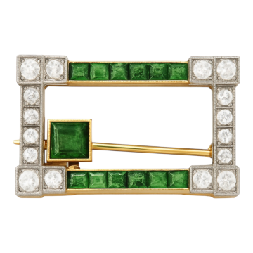 Prunkvolle Jugendstil-Brosche mit Smaragden und Diamanten