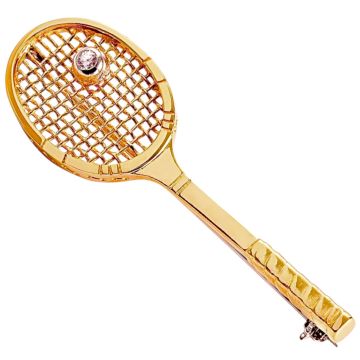 Dekorative Nadel in Form eines Tennisschlägers mit Ball