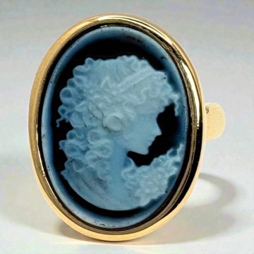 Damenring aus 585er Gold mit Achat Gemme