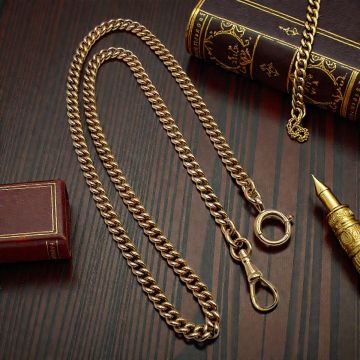 Massive Taschenuhrenkette in 585er Gold