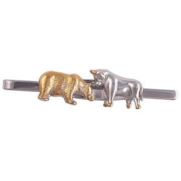 Bull and Bear! Krawattenklemme aus 925er Silber
