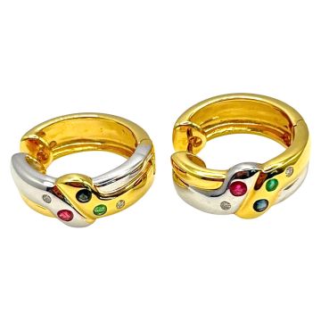 Bicolour Creolen mit Edelsteinen