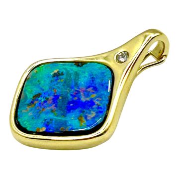 Clip Anhänger mit Boulder Opal und Brillant