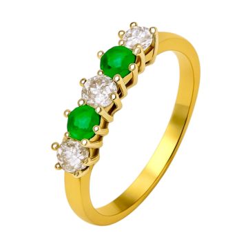 Damenring mit 2 Smaragden und 3 Brillanten