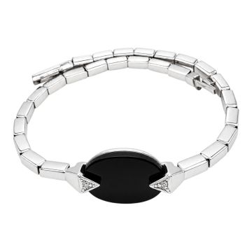 Weißgoldenes Armband mit Onyx und Diamanten