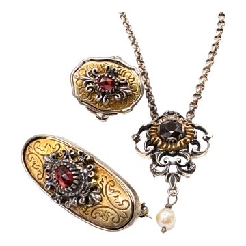 Antikes Schmuckset / Trachtenschmuck mit Granat