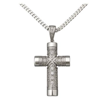 Sportlicher Kreuzanhänger mit Flachpanzerkette in 925er Silber