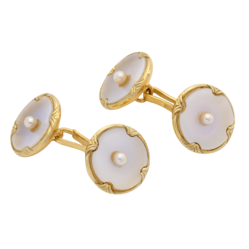Feine Vintage Manschettenknöpfe mit Perlmutt und Perlen