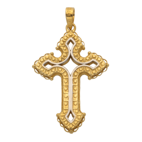 Kreuzanhänger mit elegantem Dekor in 585er Gold