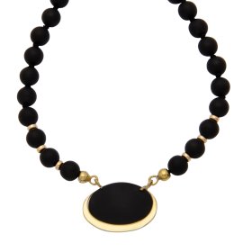 Ausdrucksvolle Halskette mit Obsidian Steinen